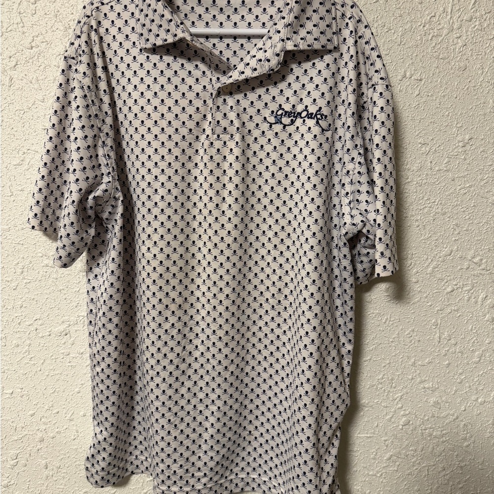 Peter Millar Navy and White Patterned Polo